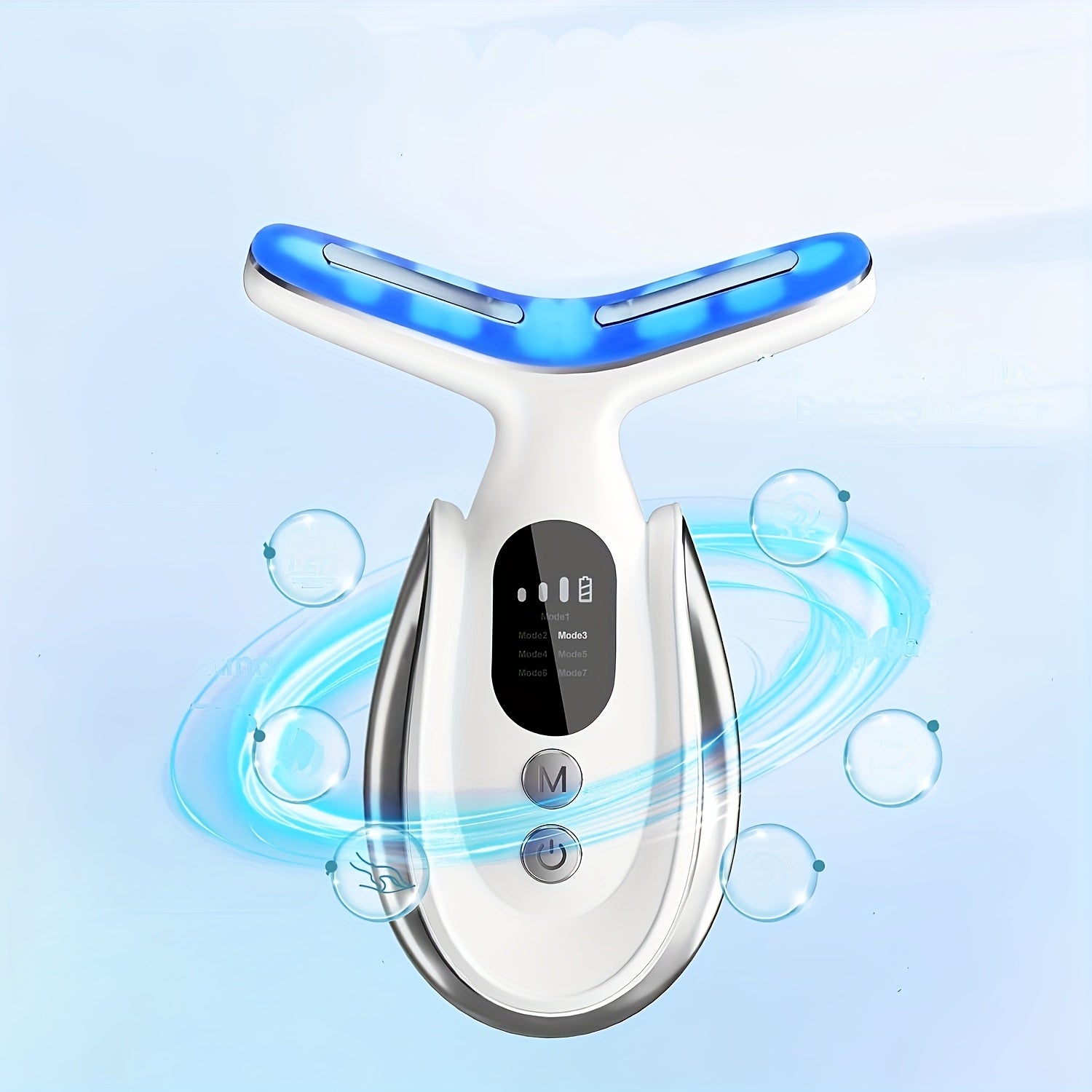 USB Rechargeable 7-Mode Facial and Neck Massager with Portable Ergonomic Design