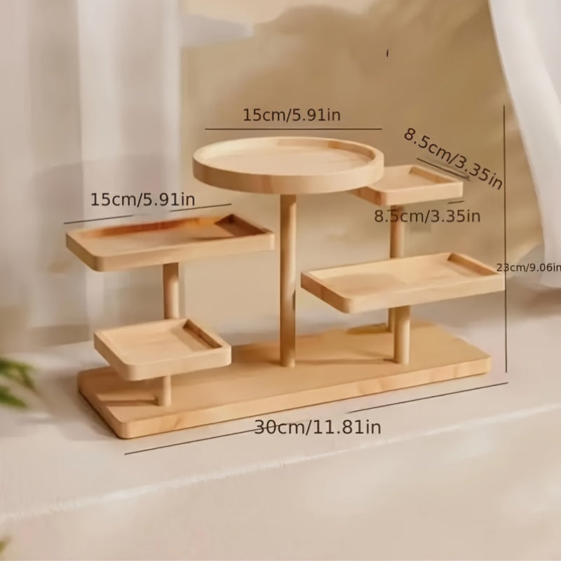 Wooden Tiered Display Stand for Plants Snacks and Decor Home Office Dorm