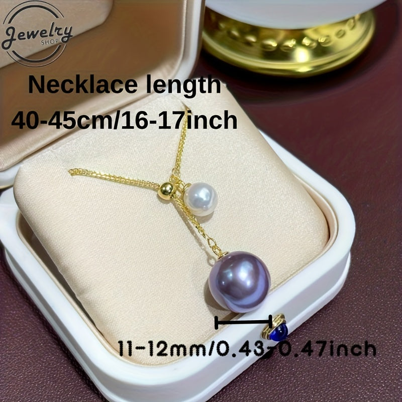 Freshwater Pearl Necklace Dual Bead 11-12mm Elegant Jewelry for Women
