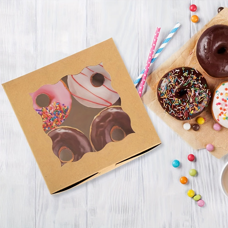 Box of 30 Brown Bakery Boxes with Windows for Cookies Cakes and Macarons