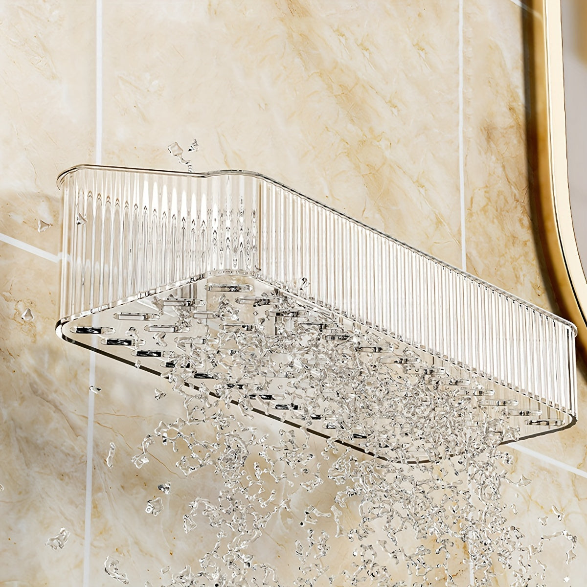 Estante de almacenamiento para baño de montaje en pared con estantes de plástico transparente para artículos de tocador