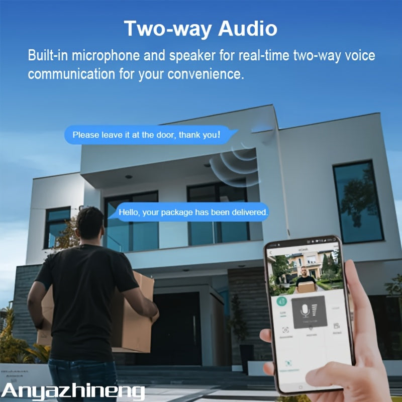 Wireless Security Camera 1080p Panoramic Night Vision Motion Detection Two-Way Audio PTZ