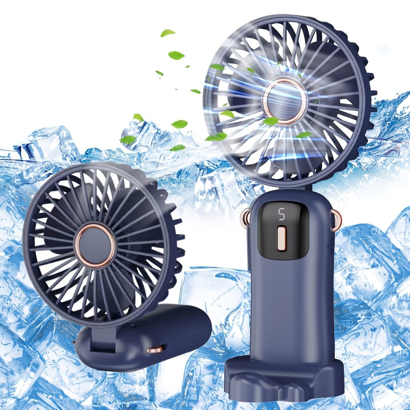 Rechargeable USB Handheld Fan with Foldable Neck, Quiet Operation, High-Velocity Cooling