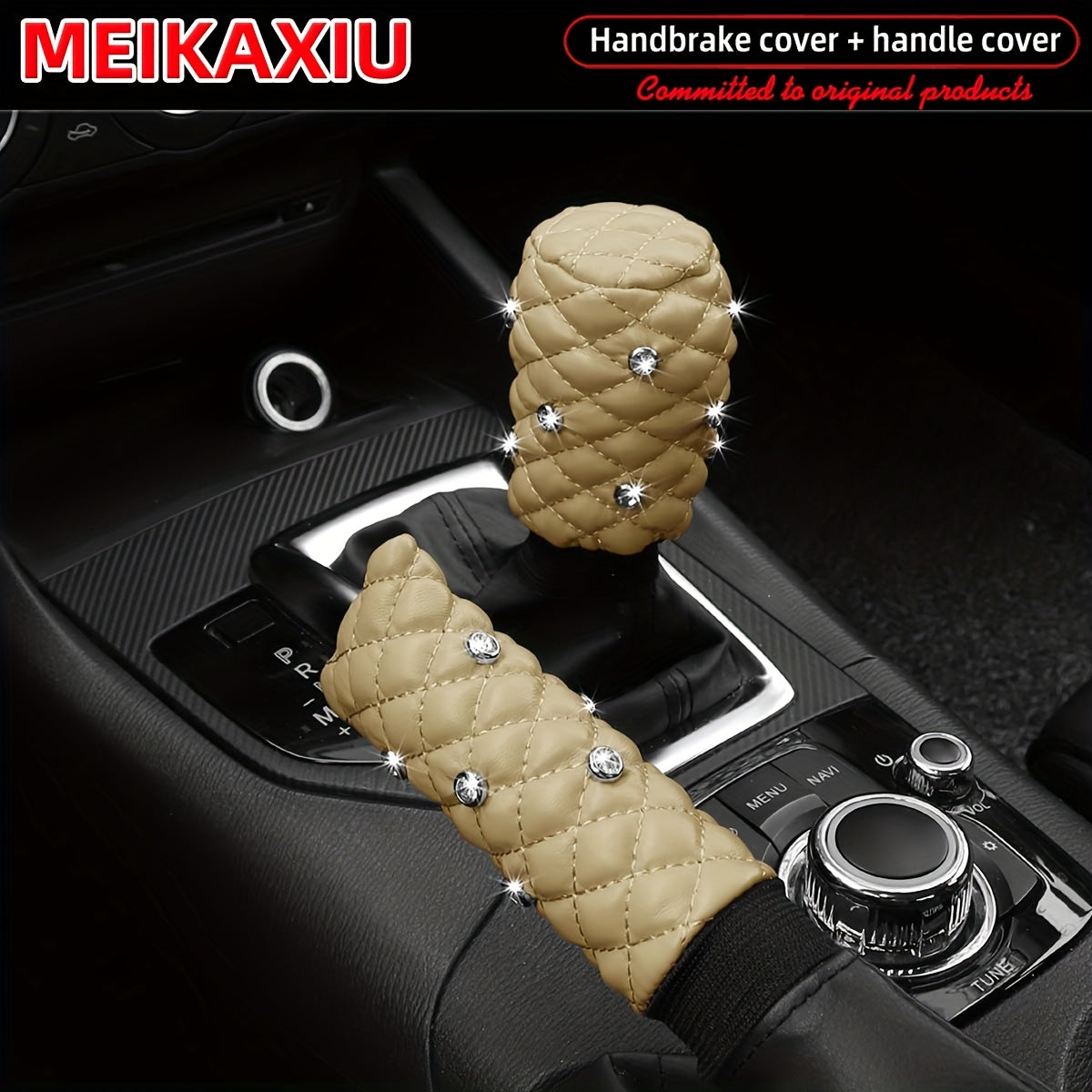 2pcs Artificial Diamond Inlaid Sheep Car Handbrake Gear Cover Interior Accessories