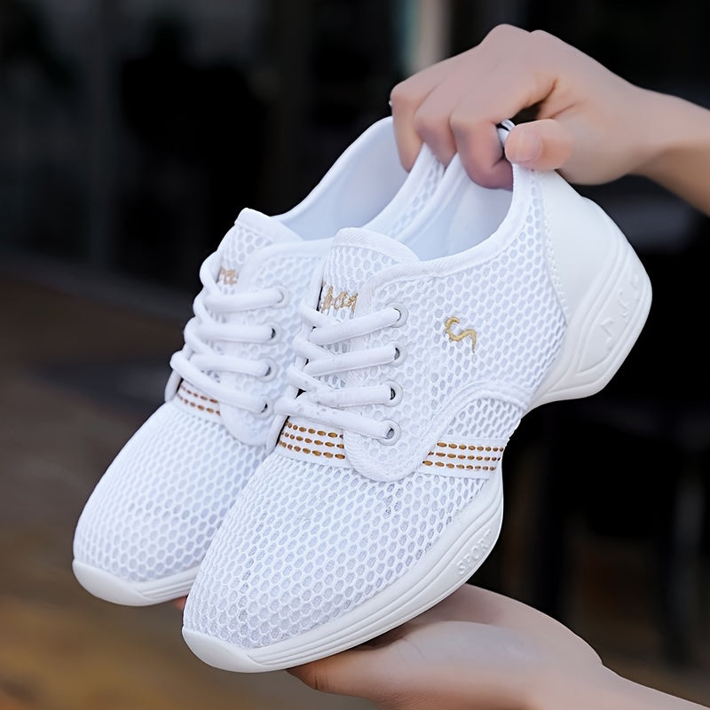 Women's Jazz Dance Shoes Mesh Low Top Lace Up Casual All-Season