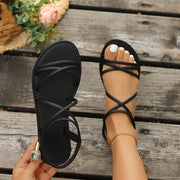 Women's Casual Flat Sandals Open-Toe Slip-On Summer Beach Shoes