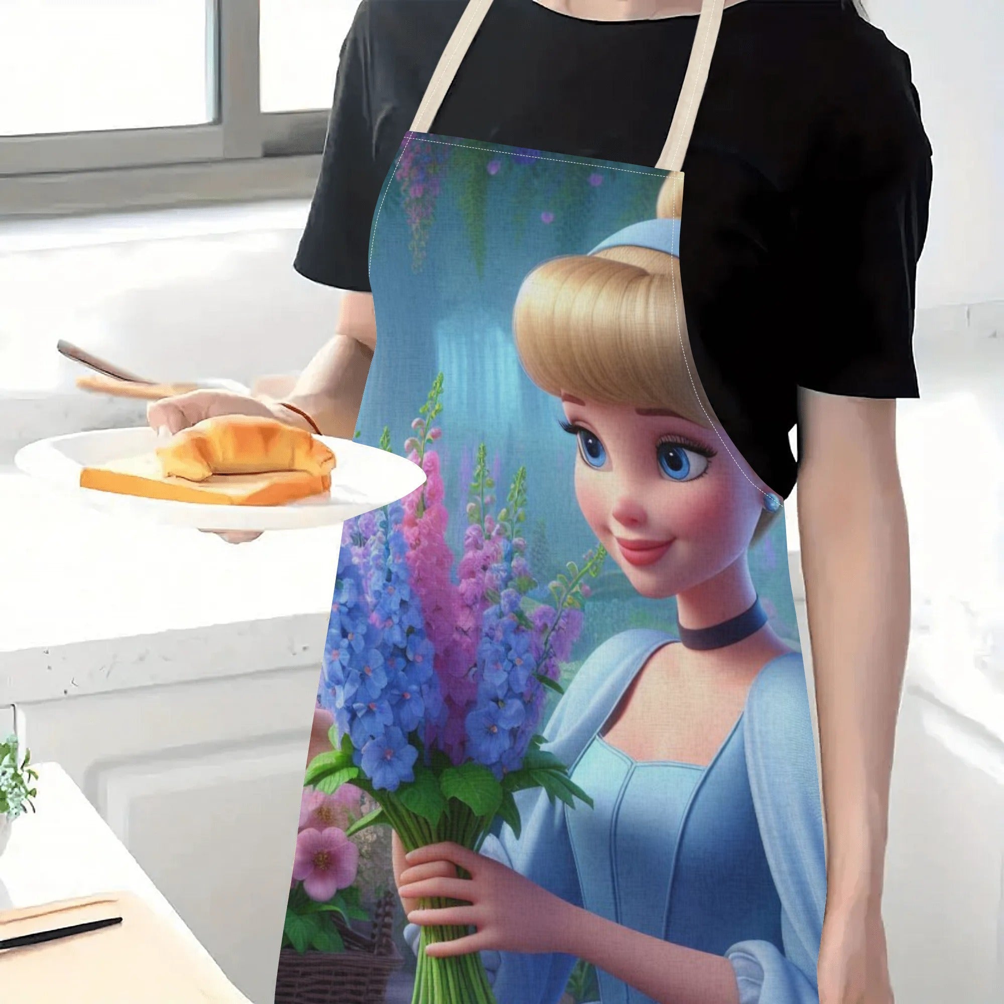 Waterproof Apron with Elsa Cartoon Design for Kitchen Restaurant Home Use
