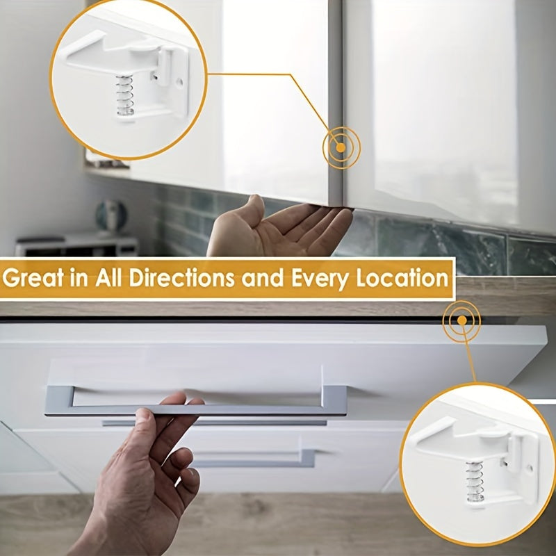 Set of 10 Childproof Cabinet Locks for Baby Safety Discreet Adhesive Drawer Latches Easy Installation