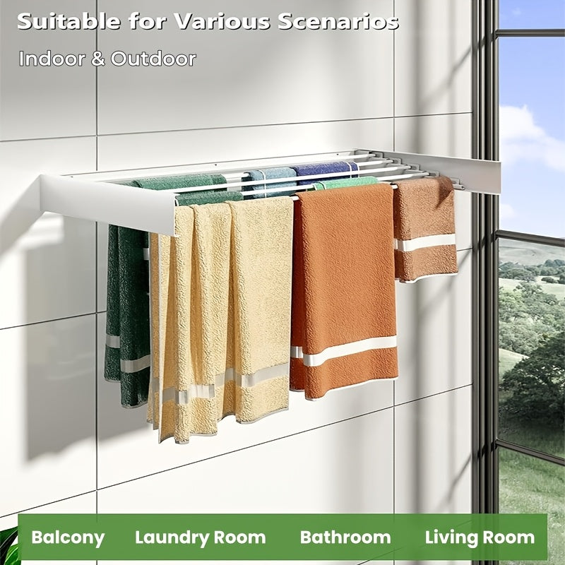 Foldable Wall-Mounted Metal Towel Rack for Bathroom Balcony Living Room Black White