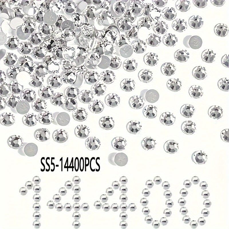 14400 Shisha Kristalli Flatback Rhinestones uchun Tirnoq San'ati, kiyim-kechak, poyabzal, sumkalar SS3 dan SS34 gacha