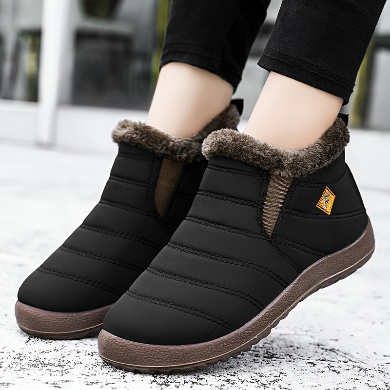 Women's Embroidered Ankle Boots Warm Snow Flat Short Boots