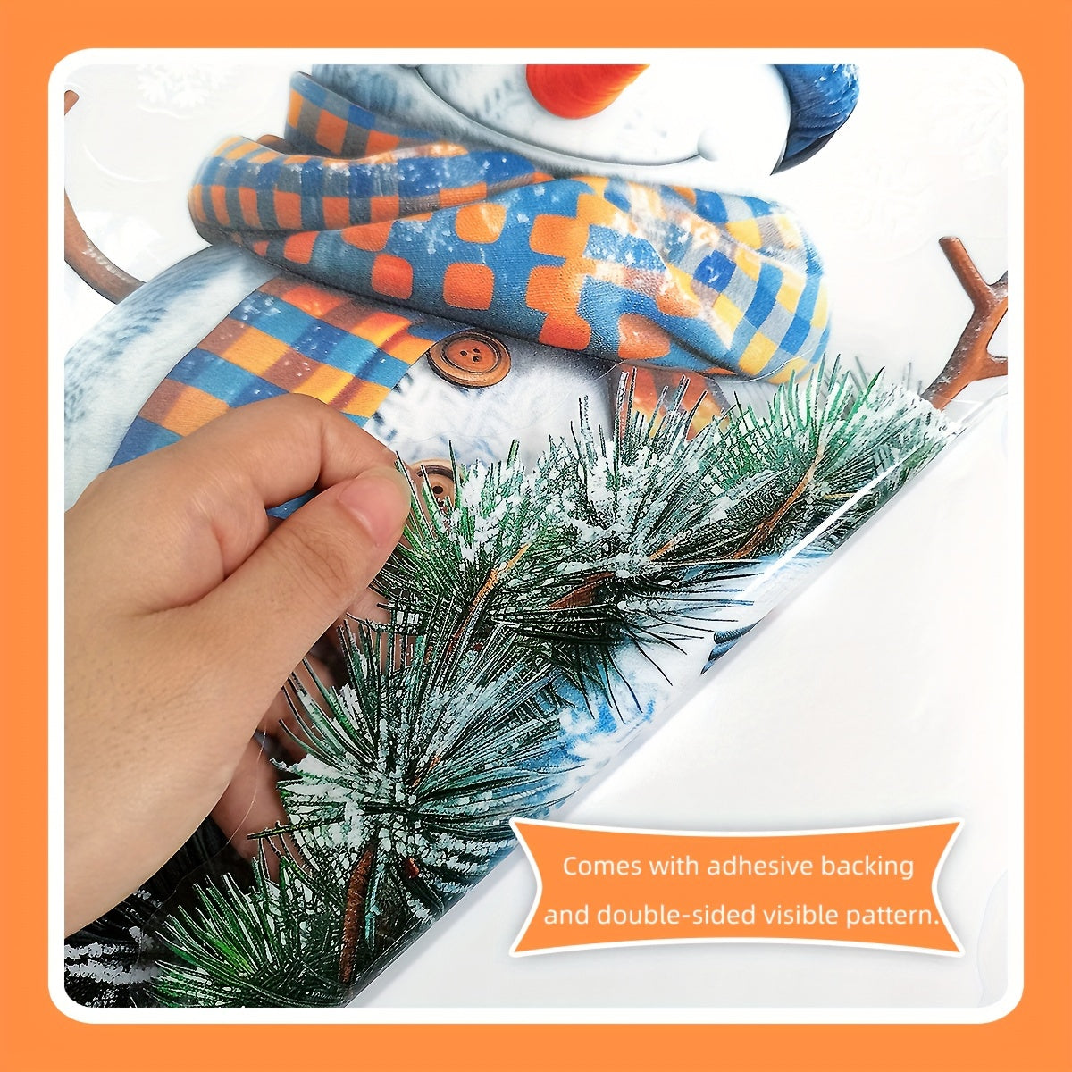 Snowman Window Cling 30x40cm Static Film Double-Sided Festive Wall Sticker