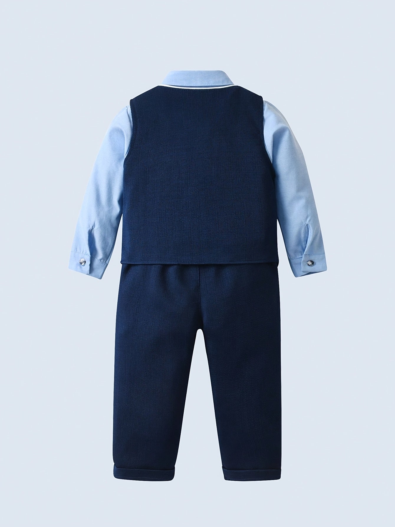 Baby Boy Outfit 3pcs Long Sleeve Shirt Vest Pants Fall Winter Solid Color