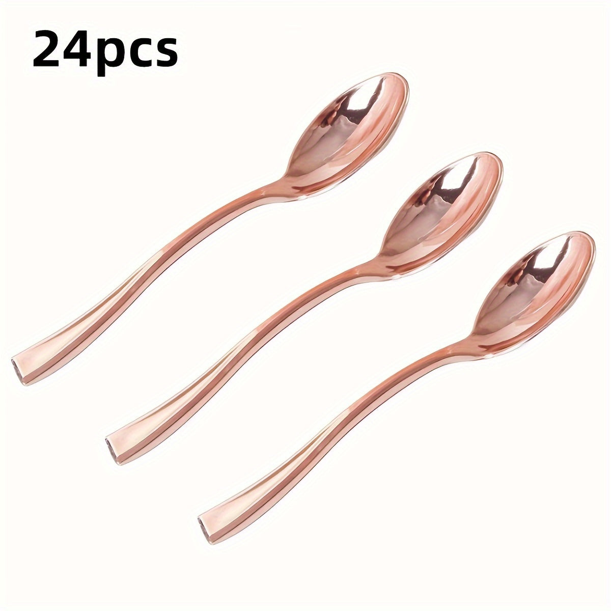 Pack of 24/36 Mini Plastic Salad Spoons with Gold Plating for Desserts Parties and Holidays