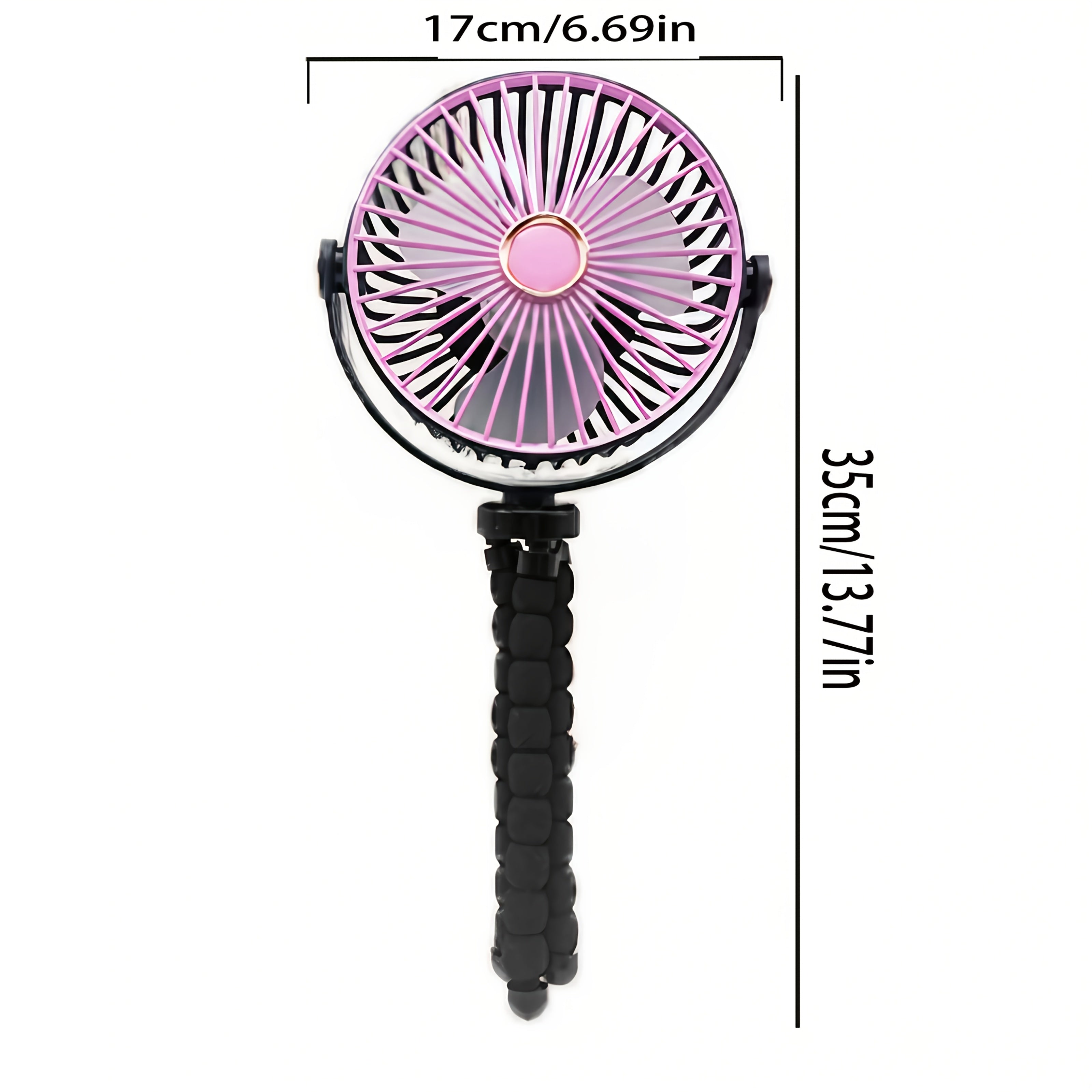Portable Pink Octopus Stroller Fan with USB Rechargeable Battery and Adjustable Stand