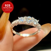 Moissanite Engagement Ring Sterling Silver 1.1ct Main Stone 0.3ct Flanking Stones