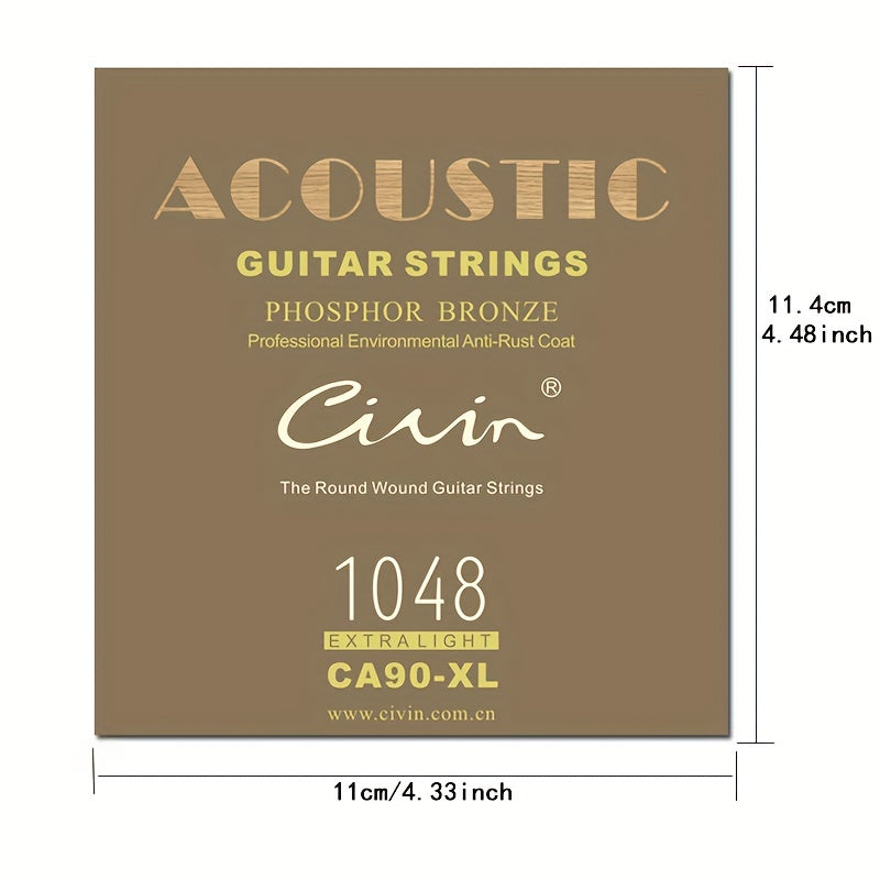 Acoustic Guitar Strings Carbon Steel Phosphor Bronze Rust-Resistant Bright Sound