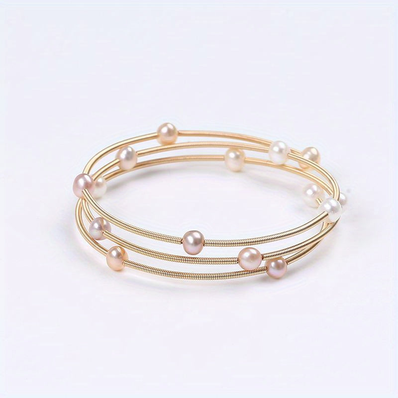 Freshwater Pearl Bracelet with Starry Design and Potato-Shaped Pearls