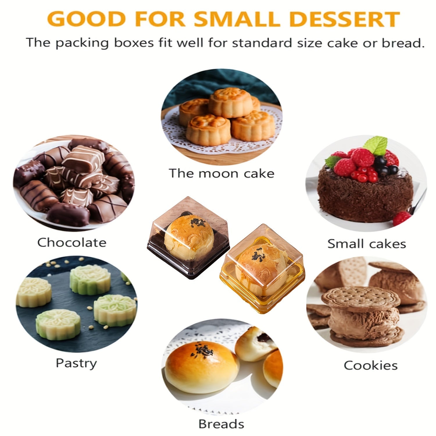 Одноразовые пластиковые контейнеры для десертов с крышками, 50 штук, для мини-капкейков и упаковки