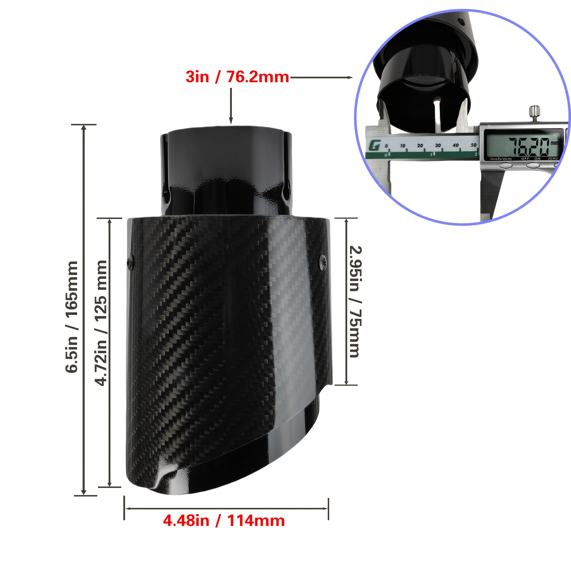 Carbon Fiber Pattern Car Exhaust Pipe Glossy Tail Tip Replacement