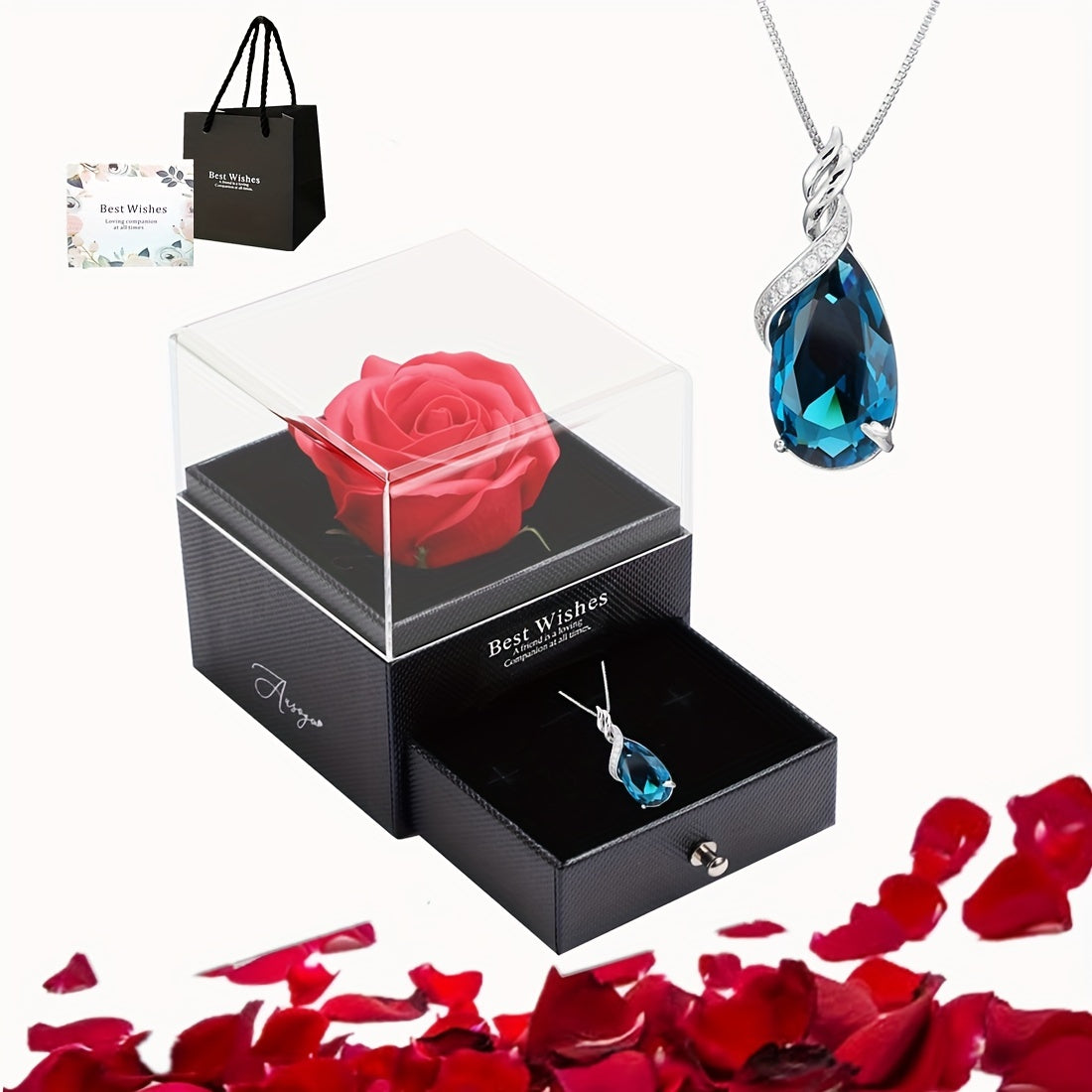 Коробка для подарка с красной розой и сердцем для романтических случаев