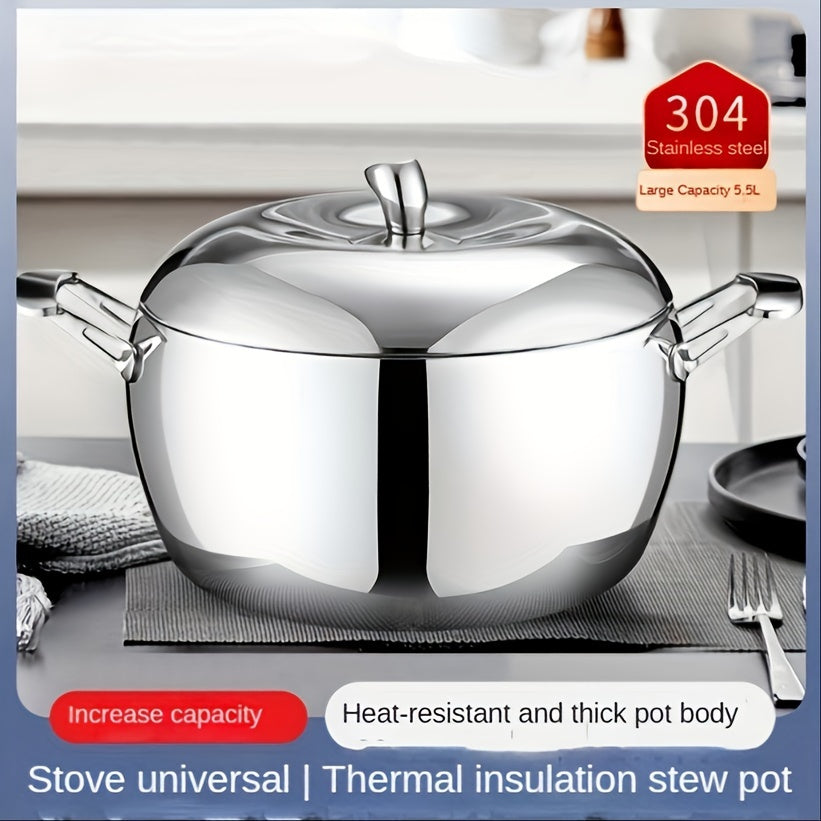 Durable 304 Stainless Steel Soup Pot for Gas Stovetops No Electricity Needed