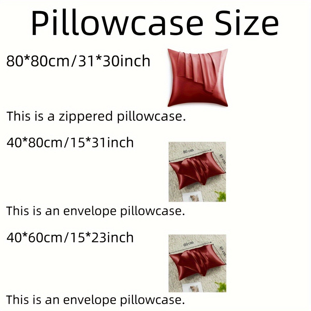 Luxurious Satin Pillowcases Solid Color Zipper Closure Skin-Friendly Hair-Protective