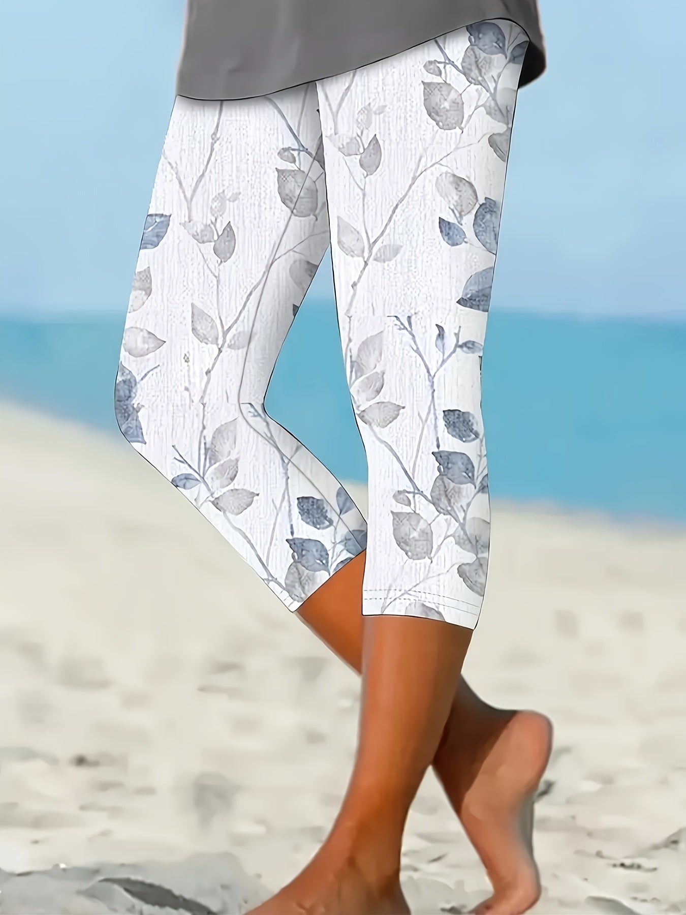 Women's Floral Print Plus Size Leggings Stretchy Non-See-Through