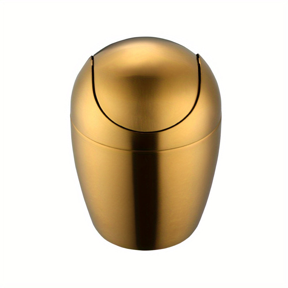 Multi-Color Stainless Steel Egg-Shaped Tableware Trash Can Silver Gold Rose