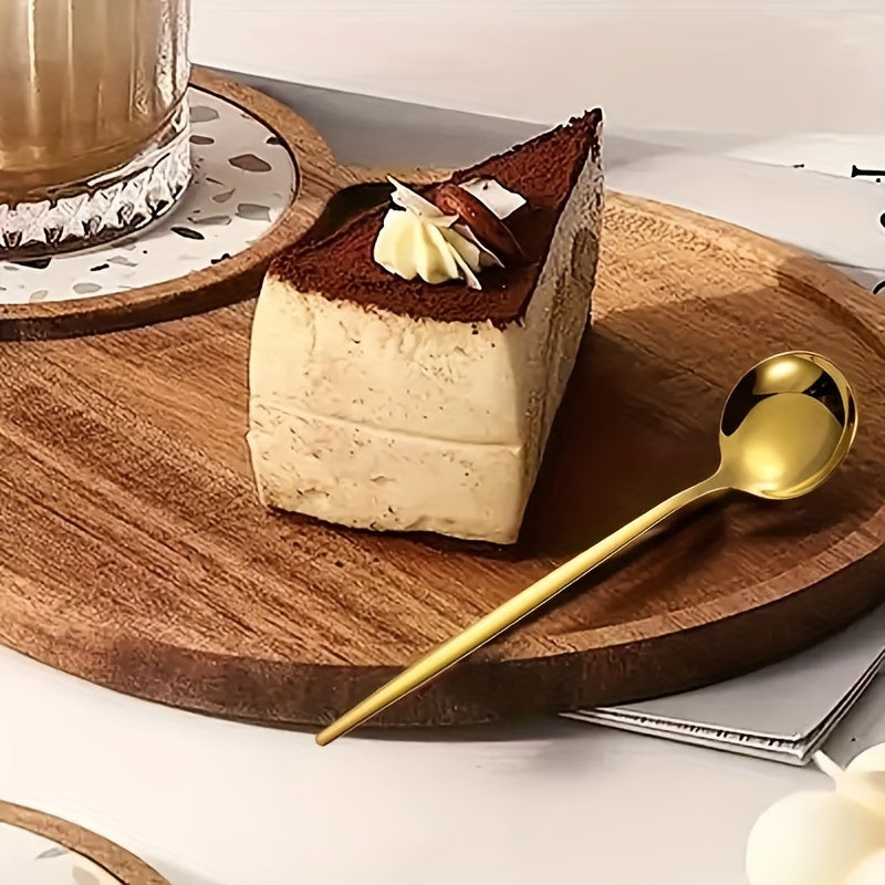 Set of 6/12 Gold-Tone Stainless Steel Dessert Spoons for Coffee Tea Beverages