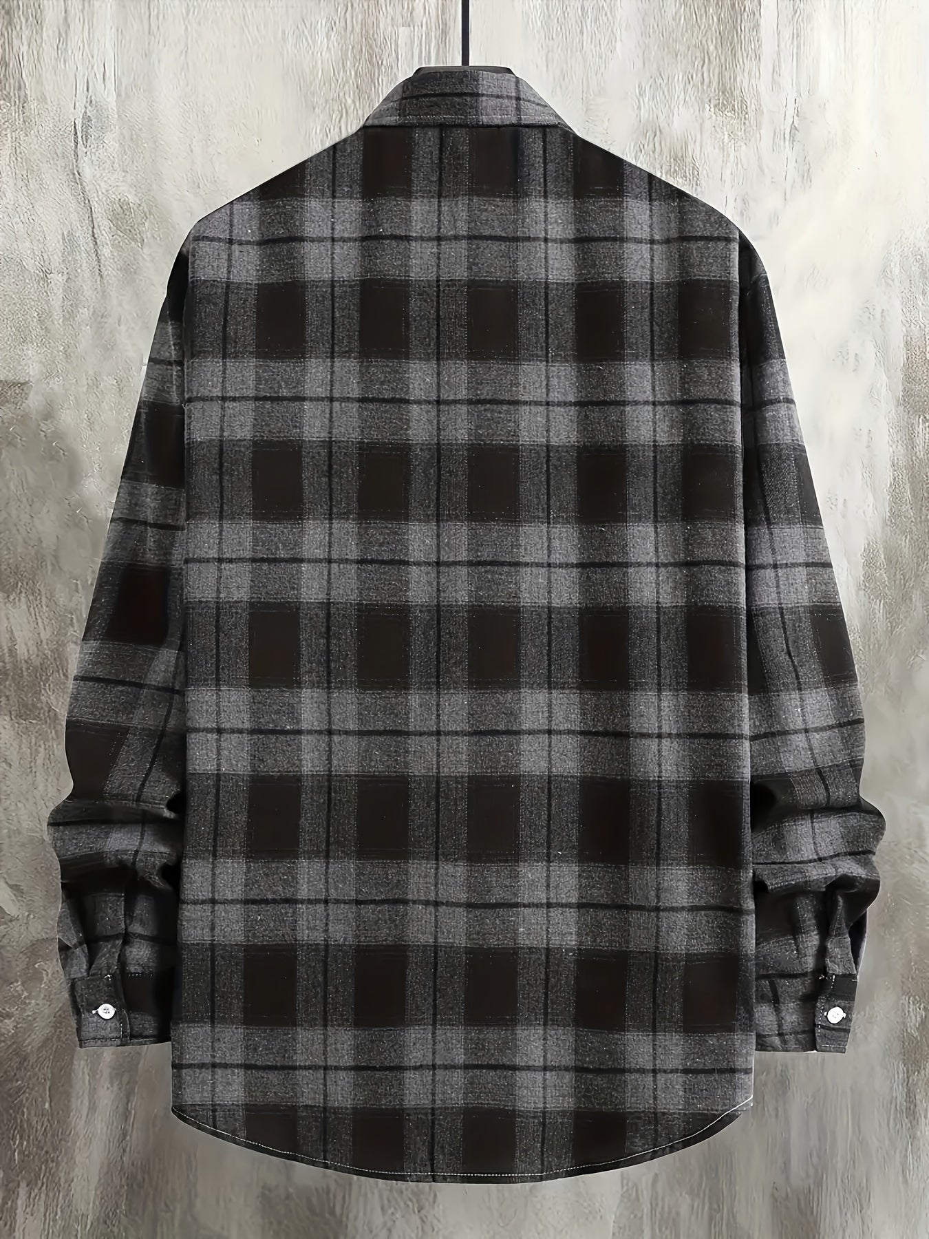 Men's Plus Size Casual Plaid Long Sleeve Button Up Shirt for Daily Wear