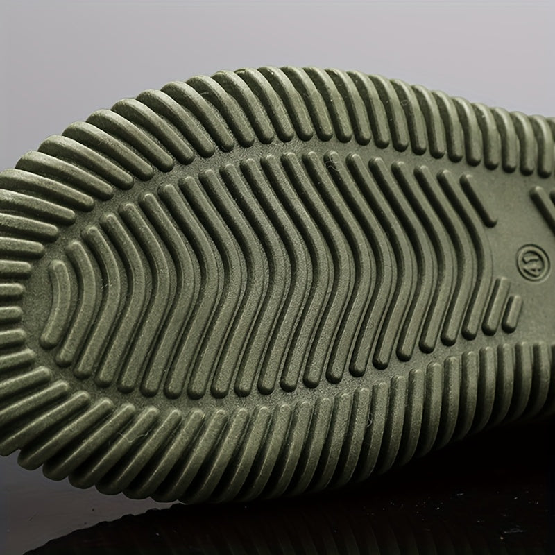 Men's Olive Green Slip-On Shoes Breathable Fabric EVA Sole All-Season