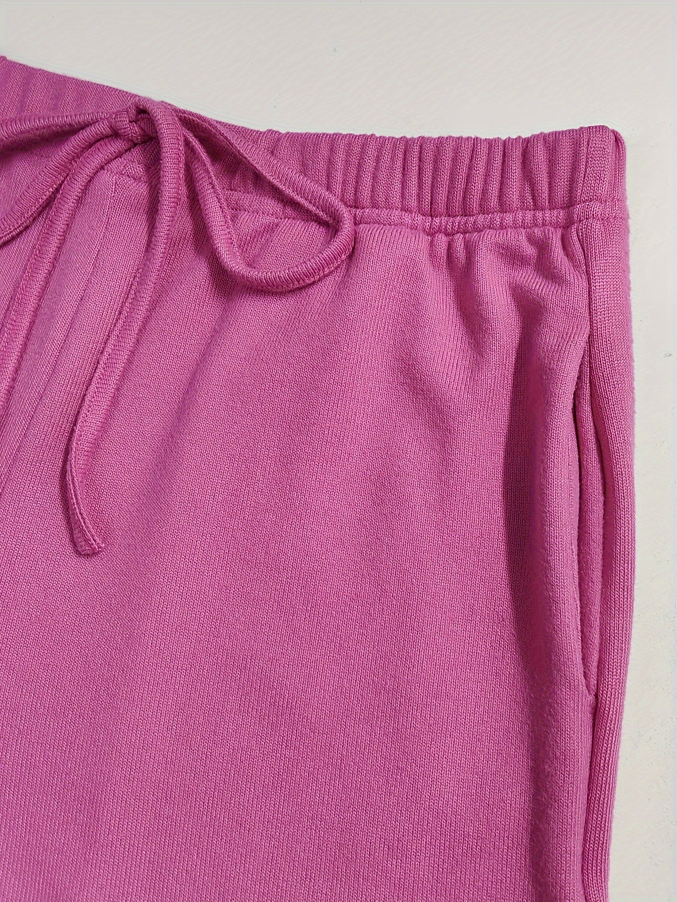 Women's Brushed Fabric Loungewear Set in Solid Color with Crew Neck and Long Pants for Fall Winter