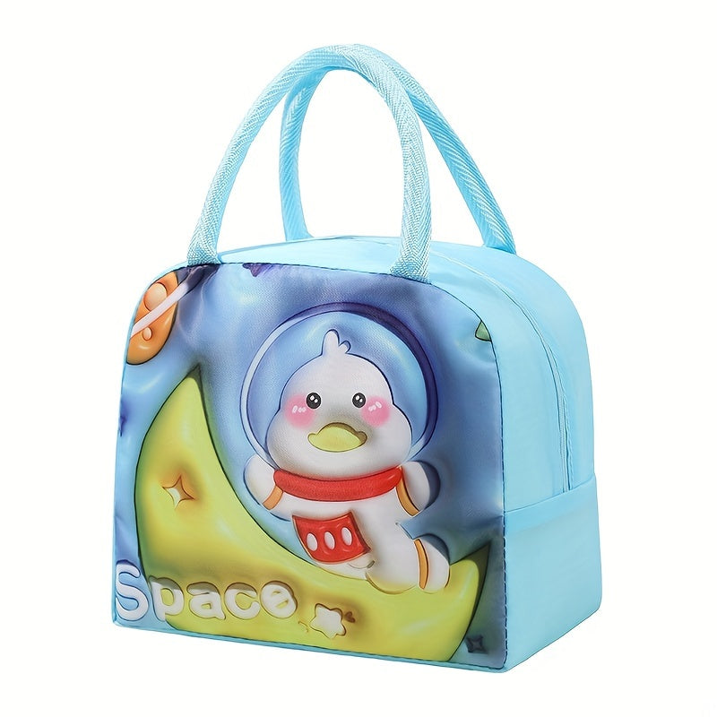 Insulated Aluminum Film Lunch Bag Waterproof Oil-Proof Portable Cartoon Design for Autumn Winter Travel