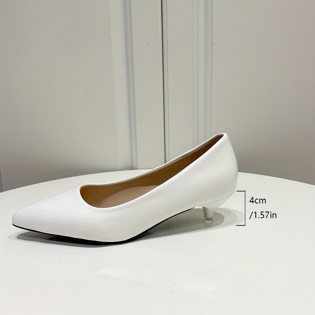 Women's Pointed Toe Pumps with Low Heel and Solid Color