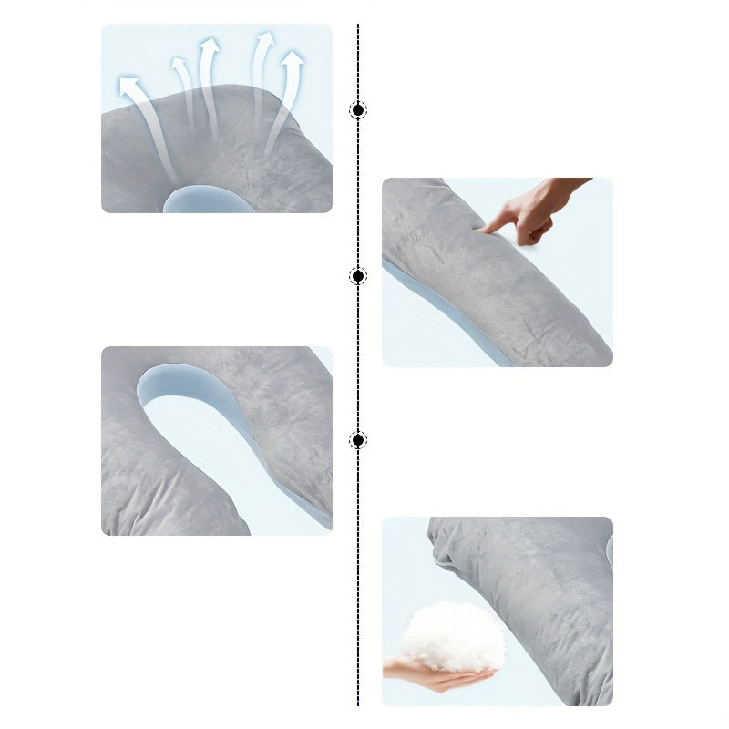 U-Shaped Maternity Pillow Full Body Support Plush Cover Included Gray Pink Blue Black