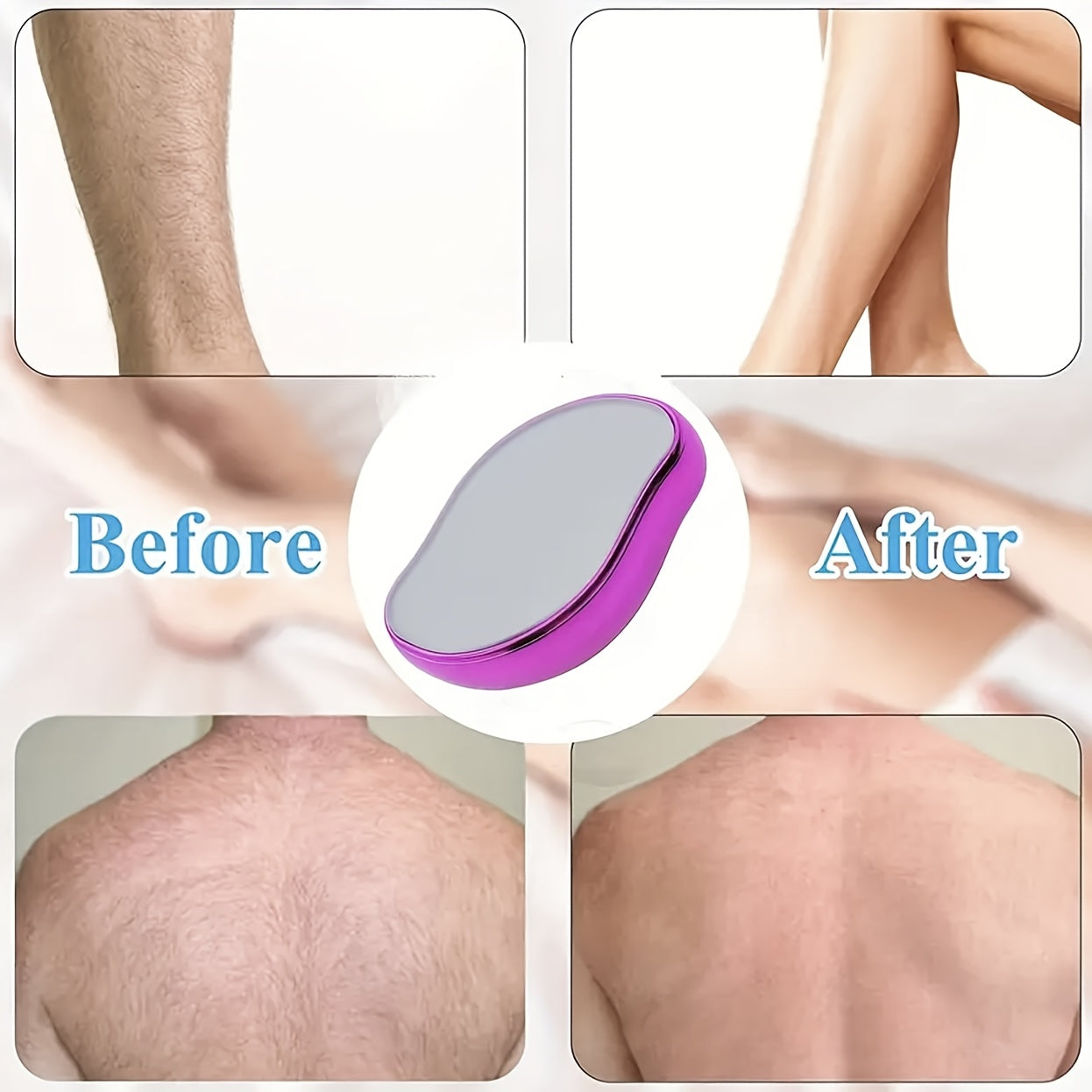 Removedor de cabello de cristal reutilizable a prueba de agua para cuerpo, unisex, en varios colores