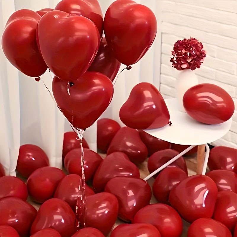Red Heart-Shaped Balloons for Celebrations, 30 Pack