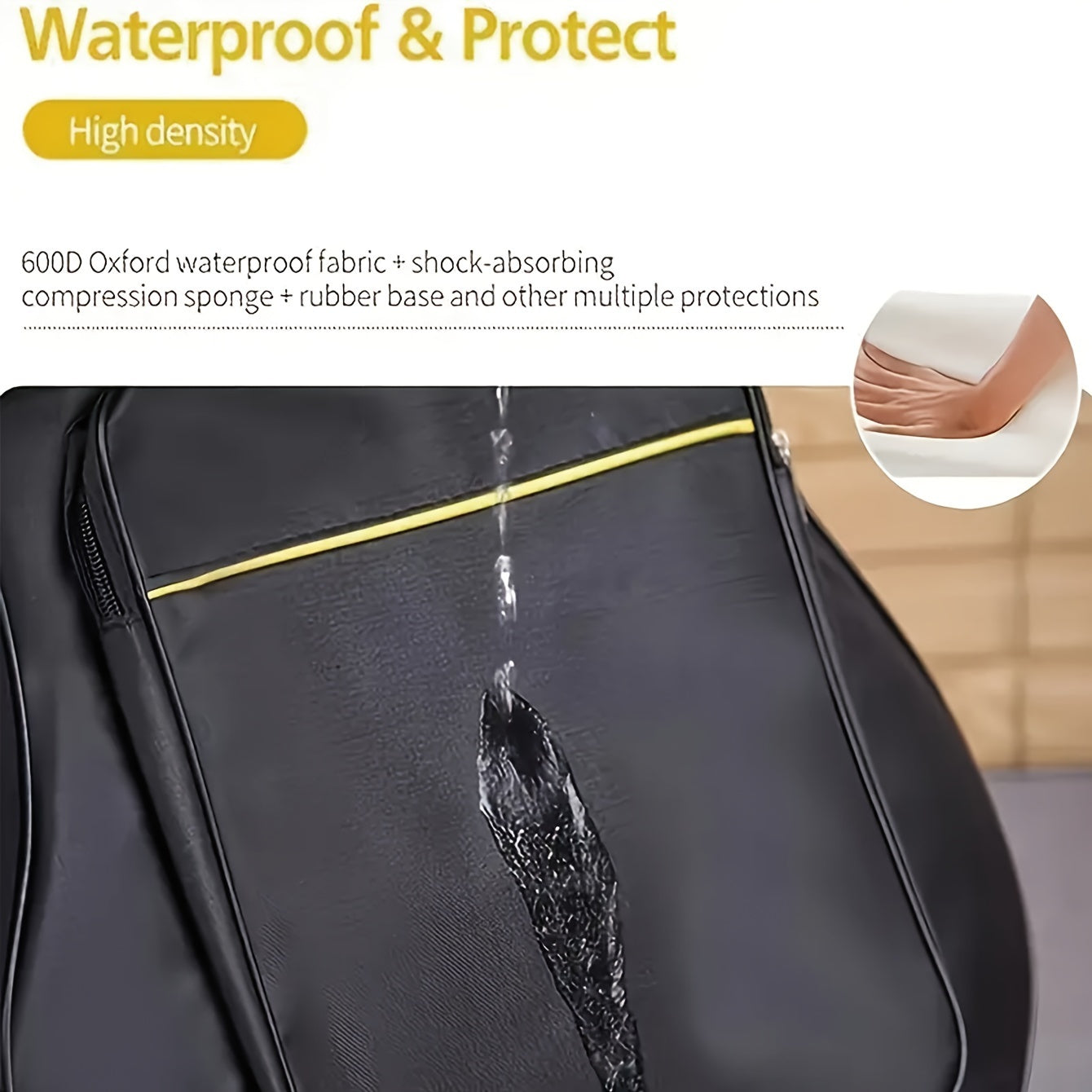 Estuche impermeable negro para guitarra eléctrica de 39 pulgadas con correas dobles para el hombro