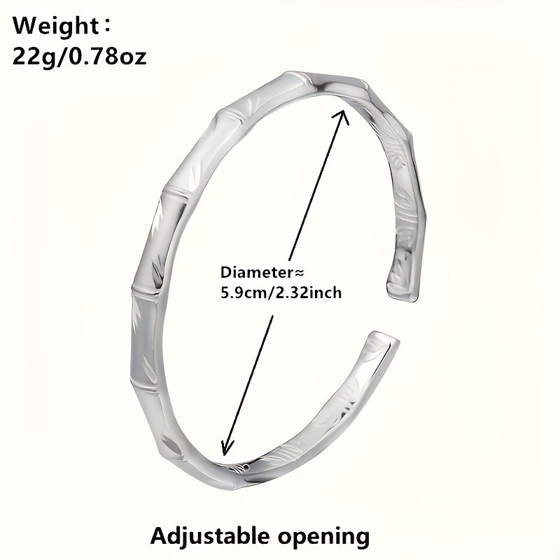 Unisex Sterling Silver Open Bracelet S999 Minimalist Stylish Jewelry