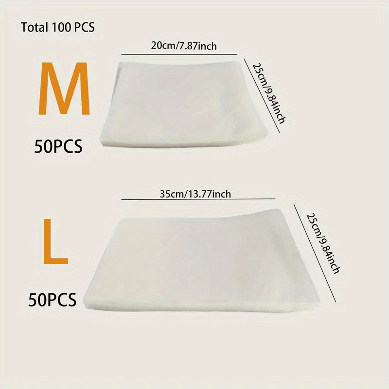 Food Storage Bags 100pcs Vacuum Sealing Bags for Home Use and Food Preservation