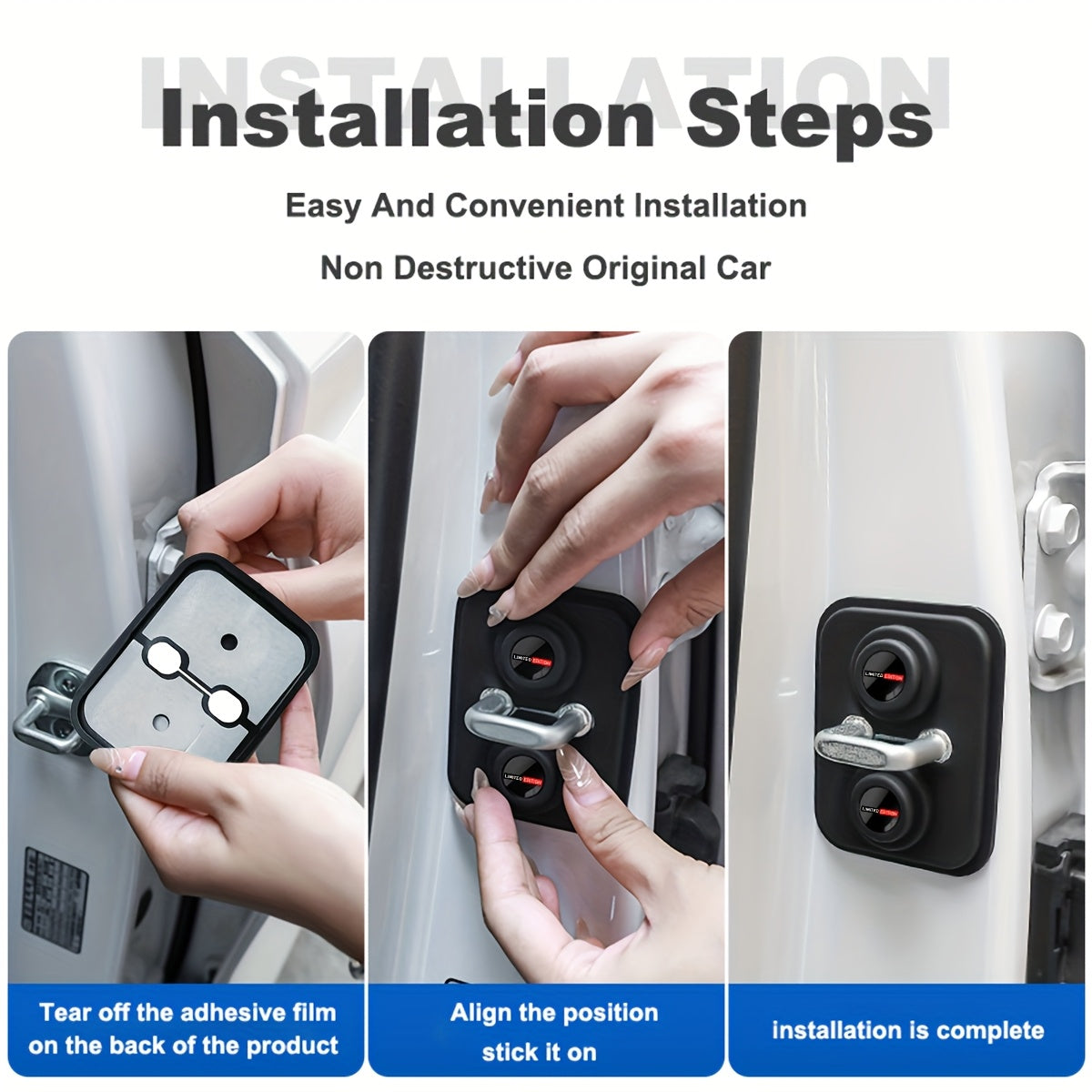 4 Pieces Silicone Car Door Lock Shock Absorption Pads Noise-Reducing