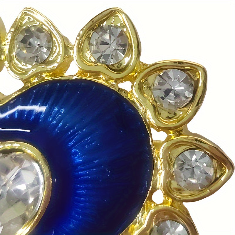 Vintage Heart-Shaped Alloy Brooch Pin with Sparkling Crystals and Middle Eastern Design