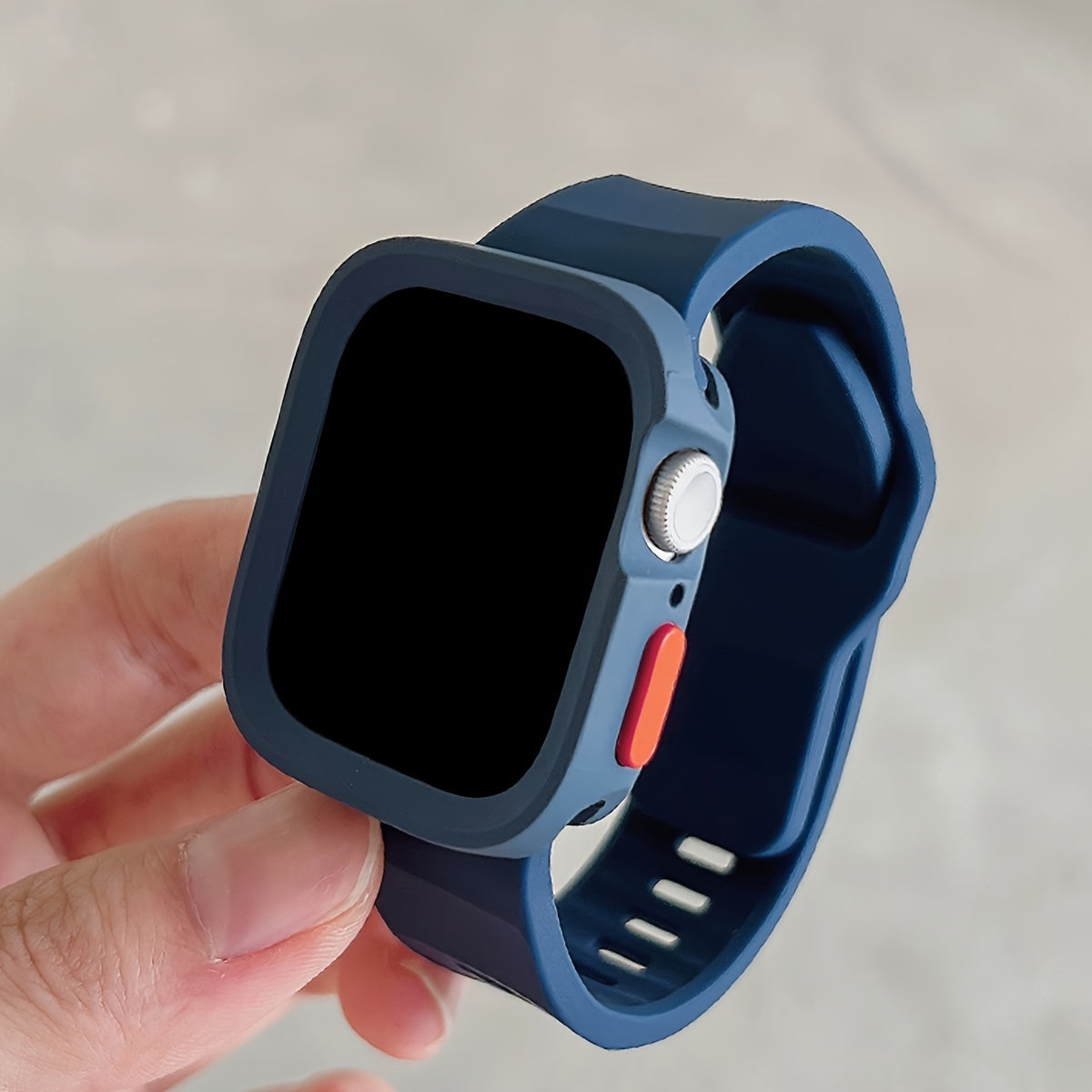 Two-Pack Silicone Smartwatch Case with Adjustable Anti-Fall Wrist Strap Compatible with Apple Watch Series 1-9 SE Ultra