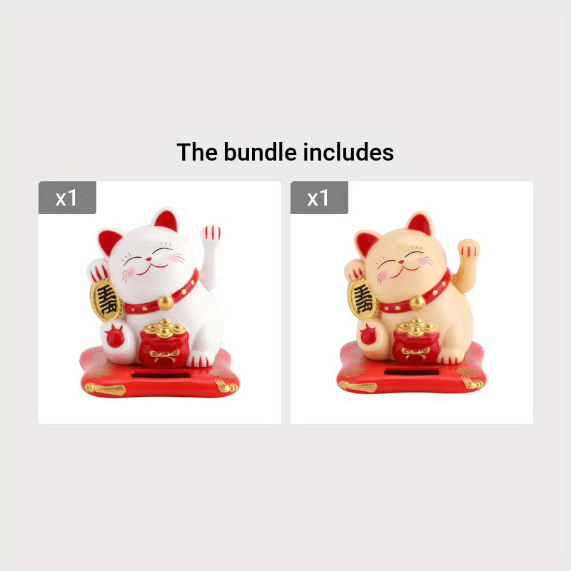 Lucky Beckoning Cat Decor Solar Waving Wealth Cat for Shop Home Car