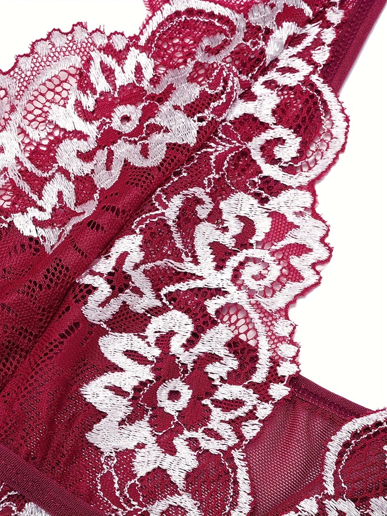 Women's Floral Embroidered Lingerie Dress Plus Size Mesh Slip with Thong