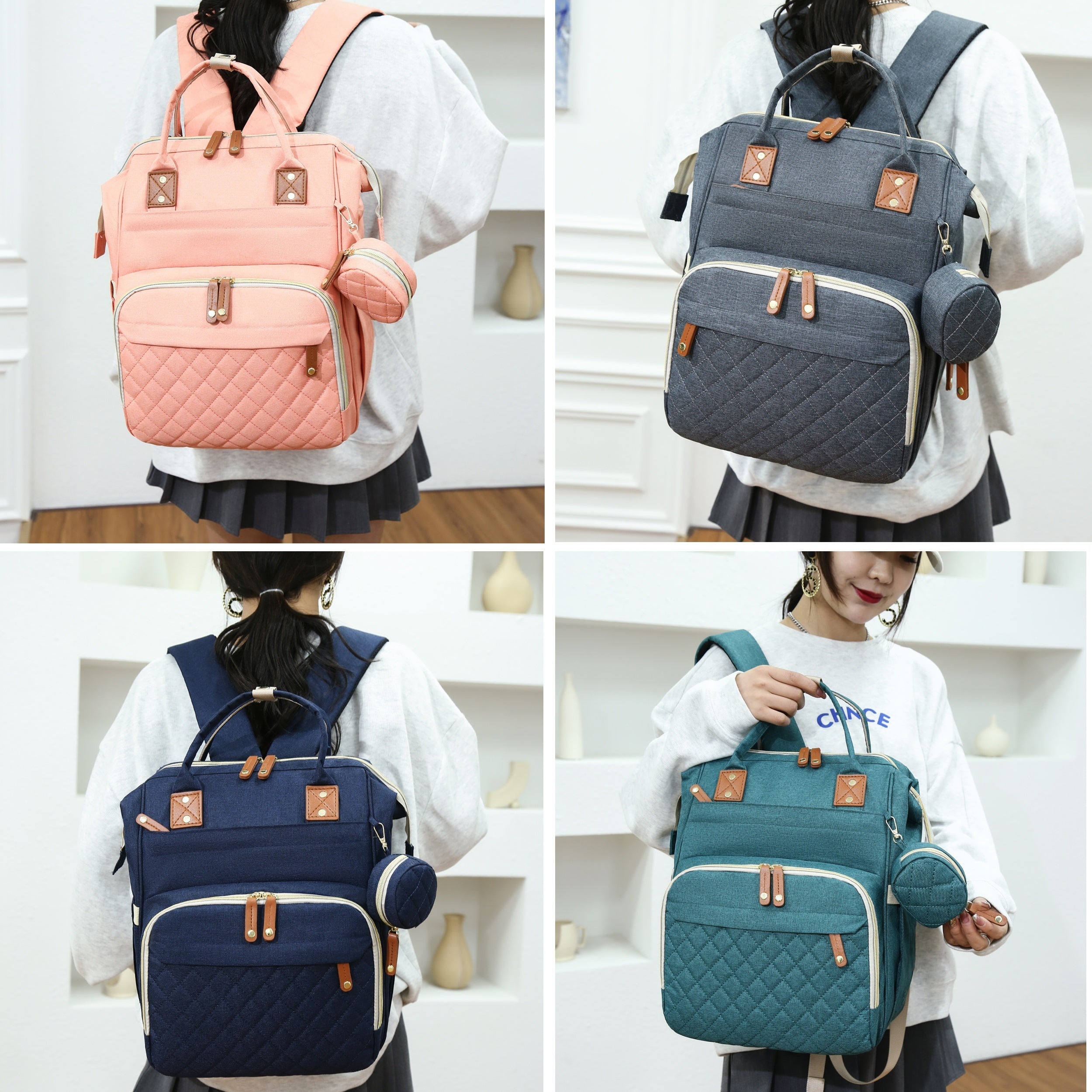 Diaper Bag Backpack Waterproof Baby Travel Bag with Spacious Storage