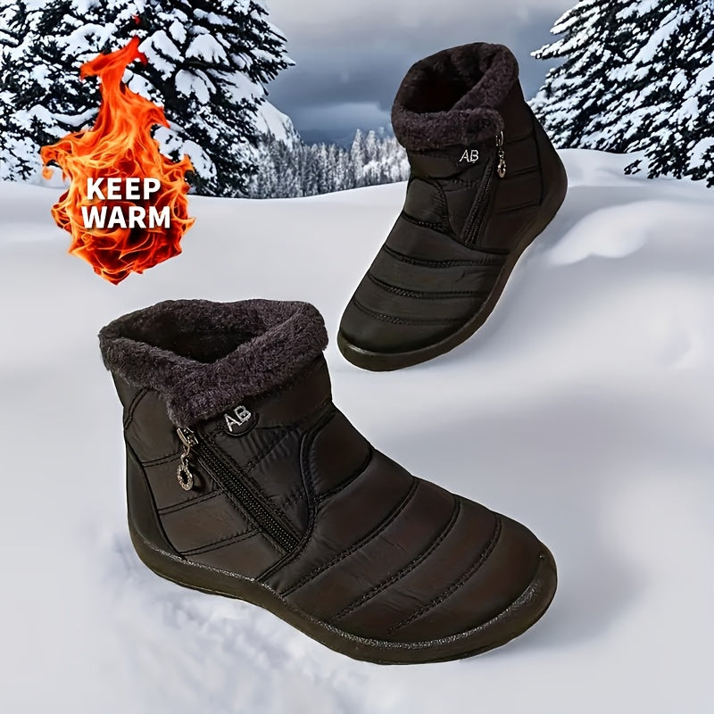 Women's Winter Slip-On Loafers with Plush Fleece Lining Non-Slip Short Boots