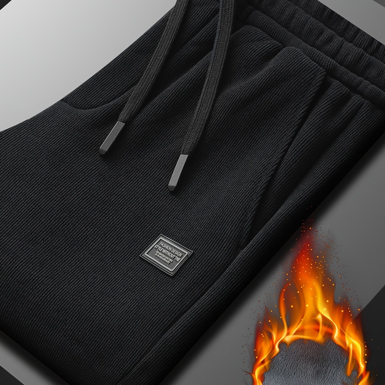 Men's Casual Joggers Polyester Knit Solid Regular Fit Mid Waist Winter Warmth