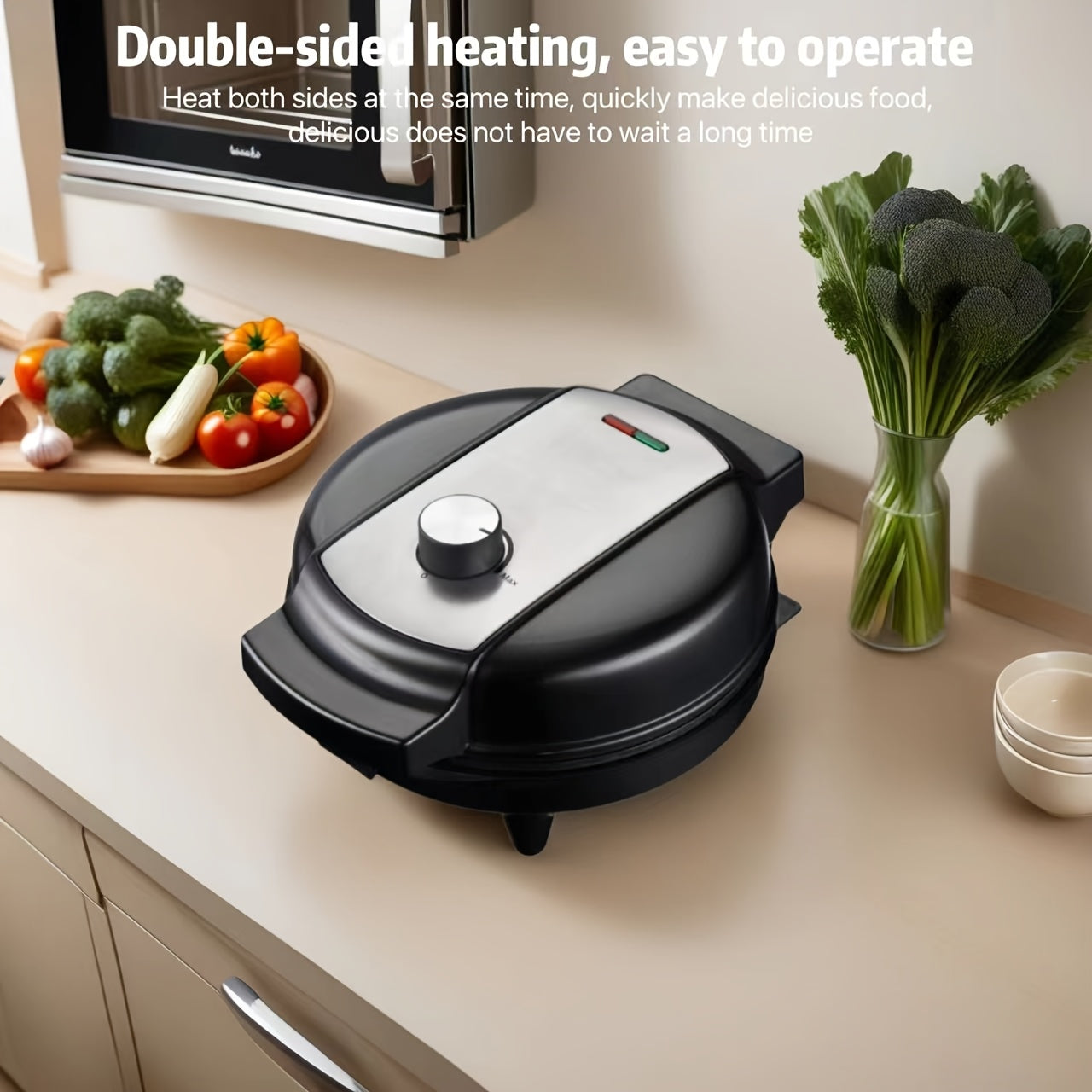 Large Capacity European Waffle Maker for Four Waffles Non-Stick Easy to Clean